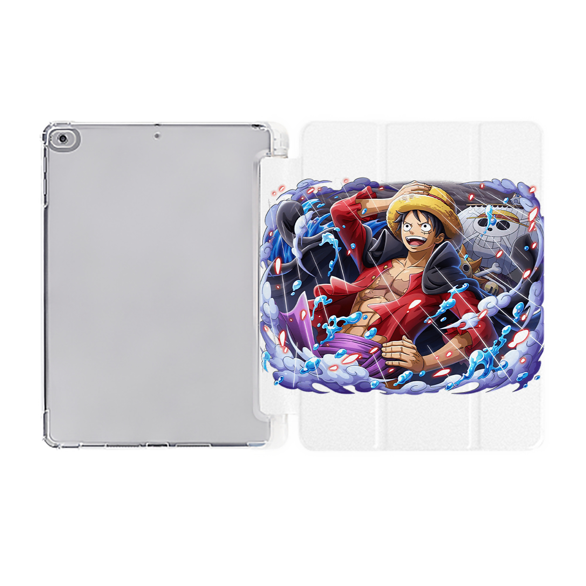 （画像用） ワンピース モンキー・D・ルフィ ONE PIECE Monkey D. Luffy IPad ケース ペン収納付き 三つ折りスタンド PUレザー×シリコン 対応機種9.5/10.5/10.9インチ